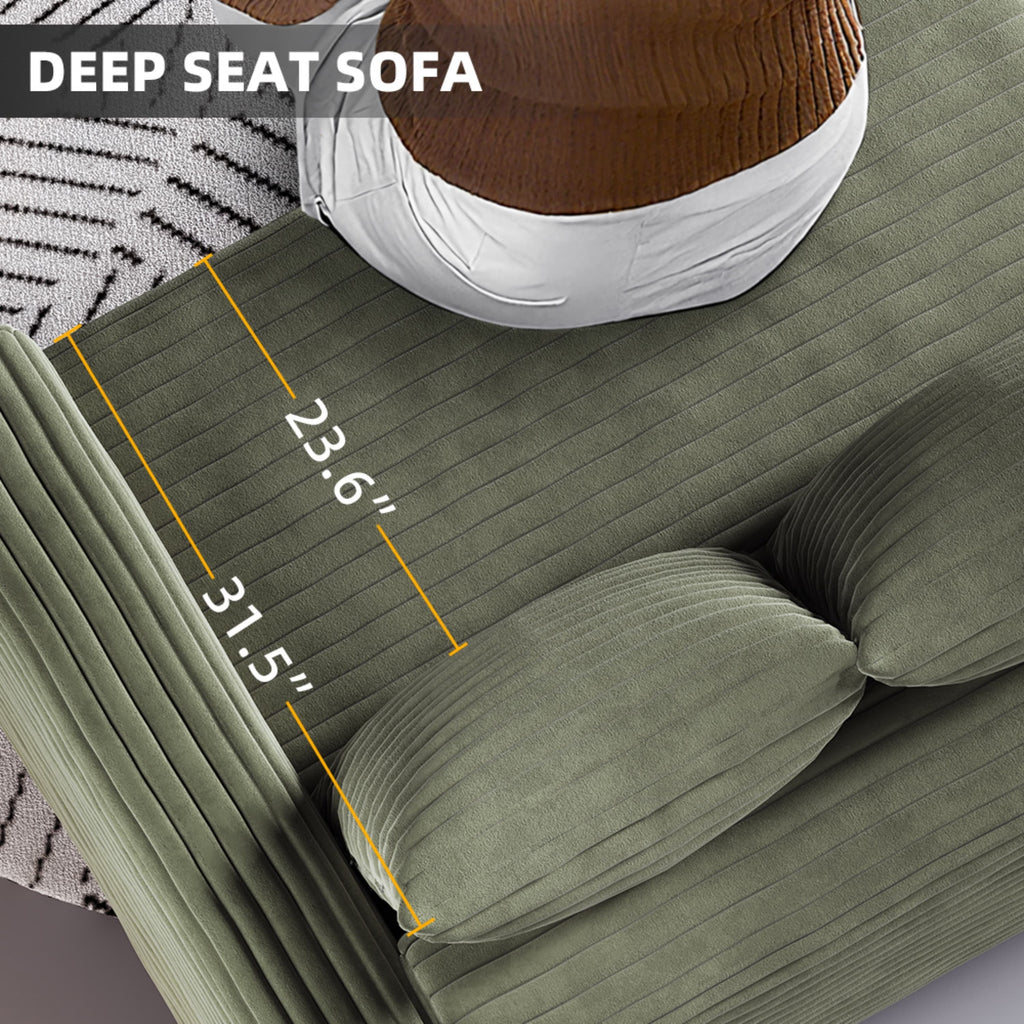 Modern 4 Seat Comfy Upholstered Sofa + Ottoman Option