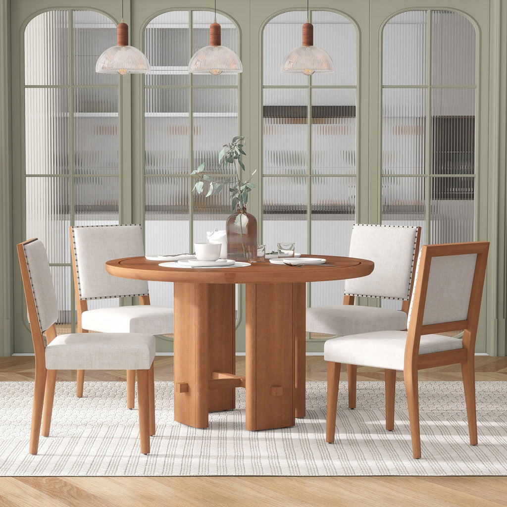 Minimalist Farmhouse Round Dining Table Set