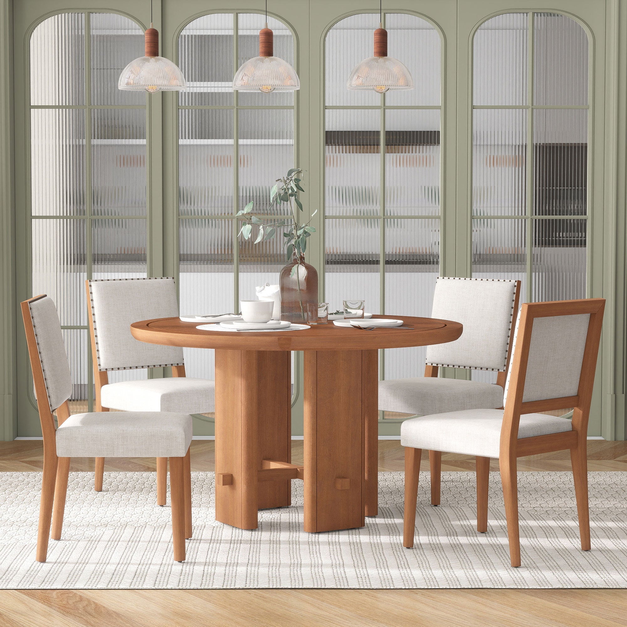 Minimalist Farmhouse Round Dining Table Set