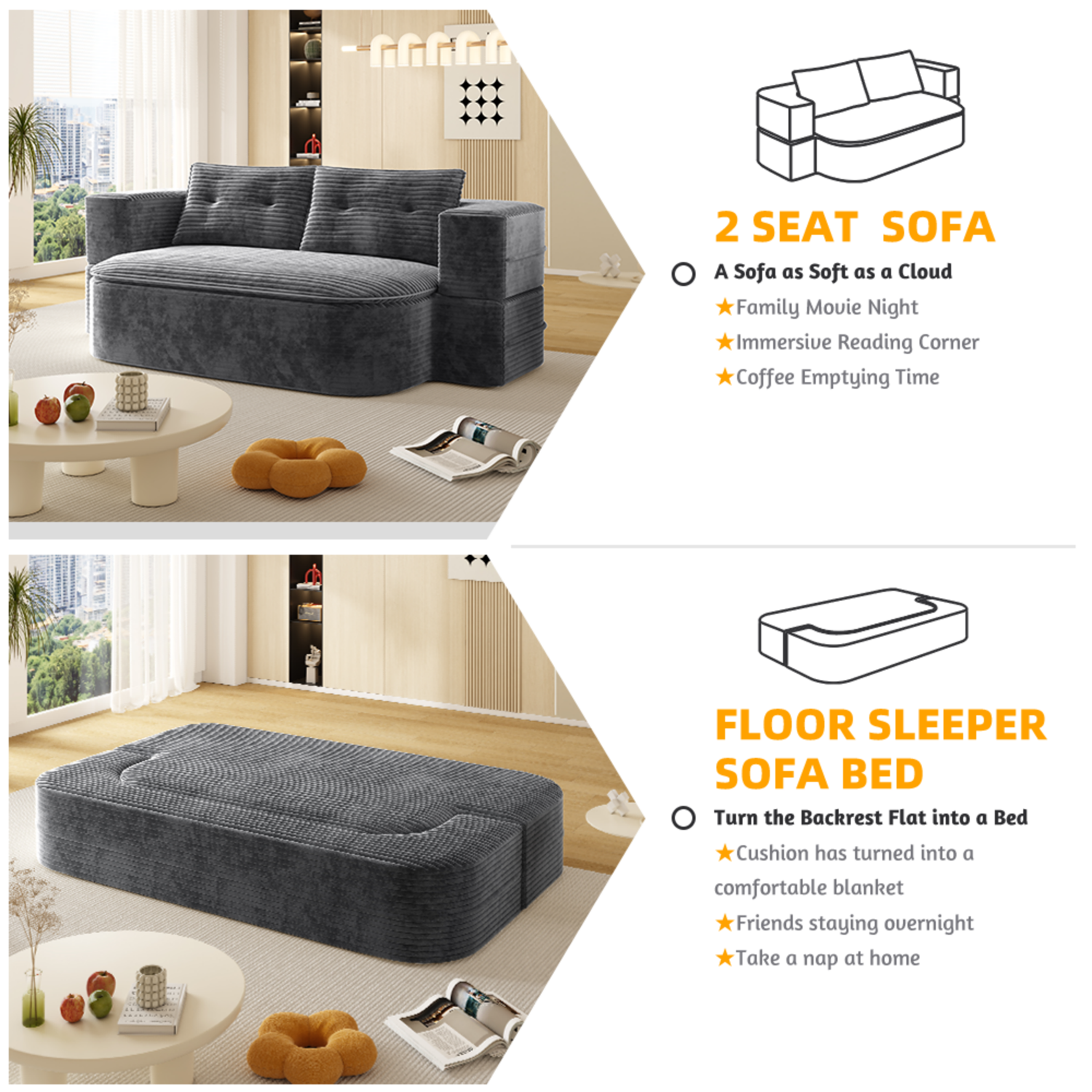 78.7 ' W 2-in-1 Foldable Sofa Bed