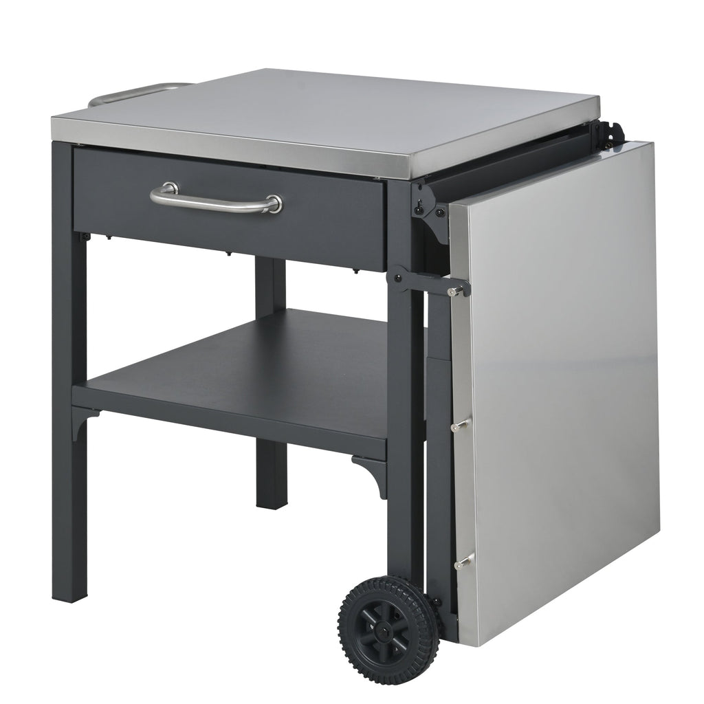 Foldable BBQ cart with storage, portable for backyard & patio cooking