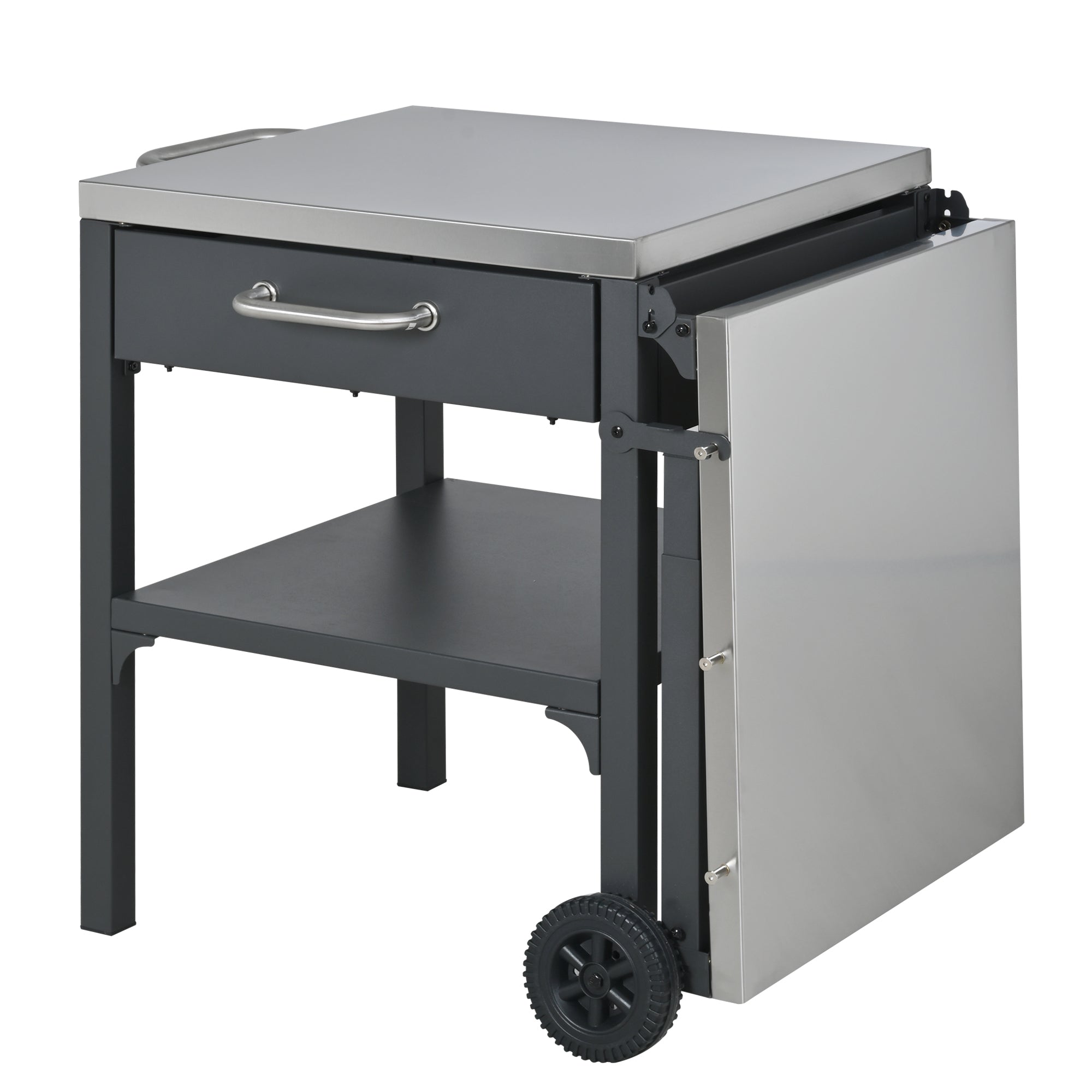 Foldable BBQ cart with storage, portable for backyard & patio cooking