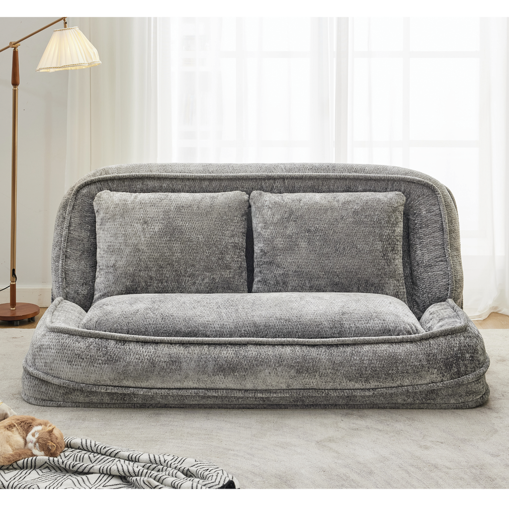 2-in-1 Extra Large Chenille Floor Couch Loveseat for Humans & Dogs