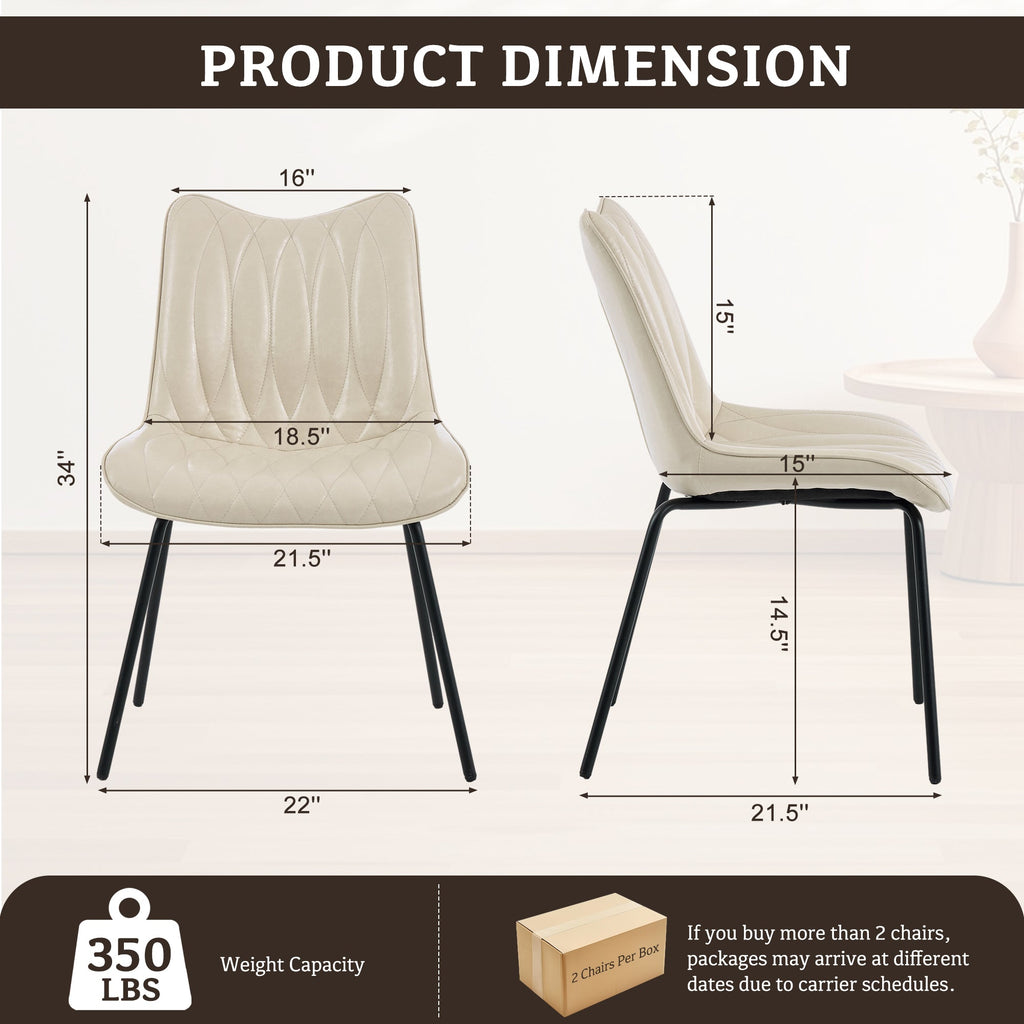 Firmoz Modern PU Leather Dining Chair with Black Iron Legs & Ergonomic Backrest