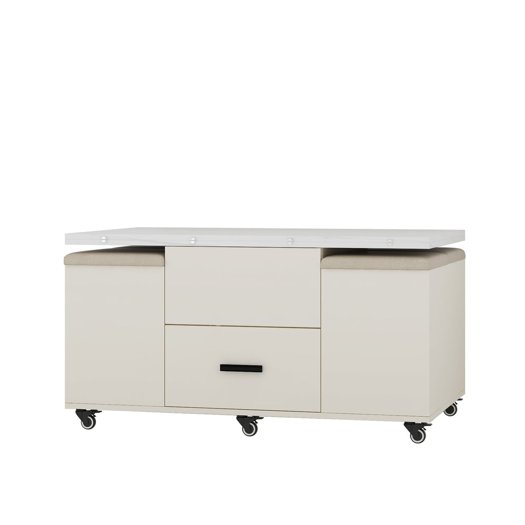 Modern Lift-Up Coffee Table with 4 Stools Set