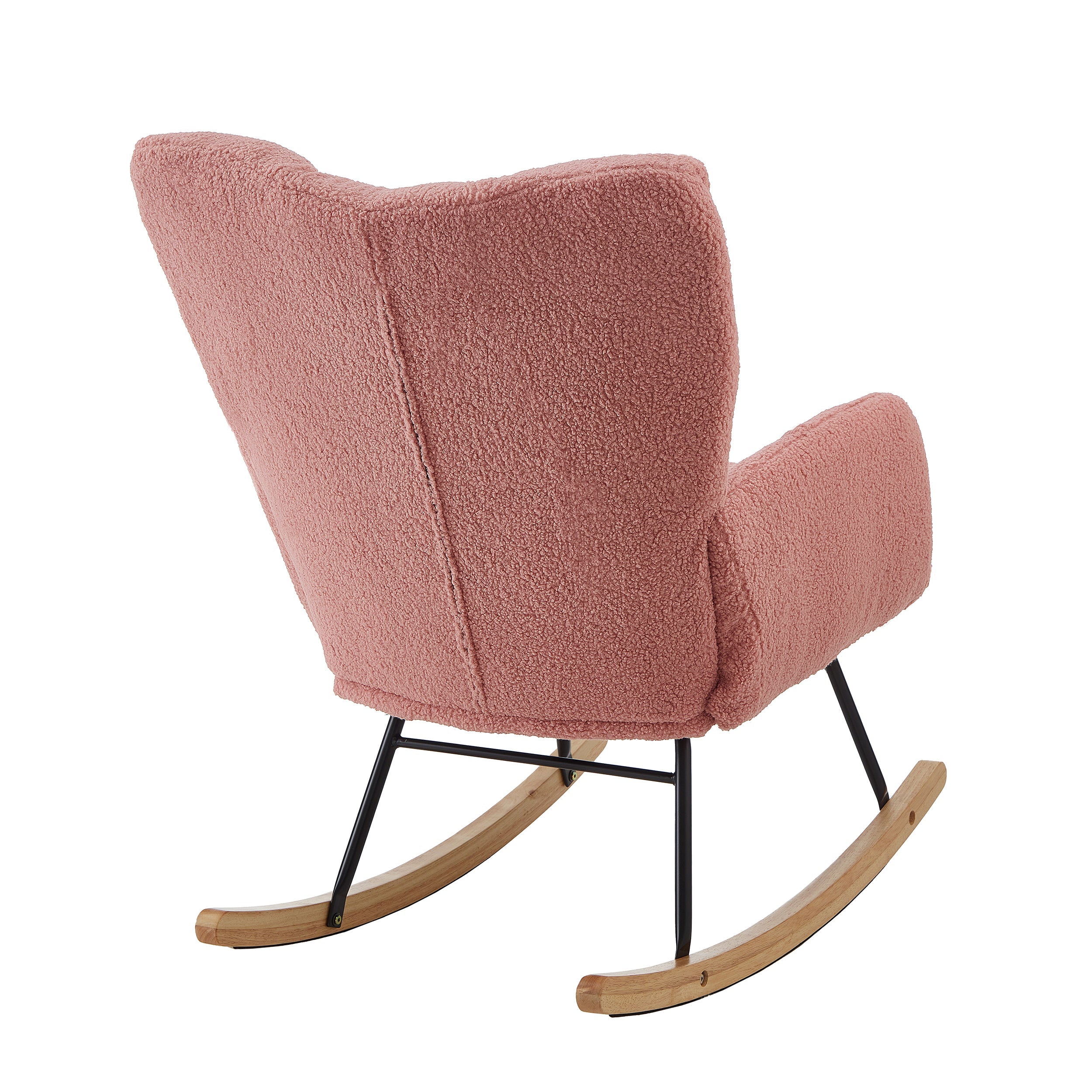 Tufted Upholstered Teddy Fabric Glider Rocking Chair