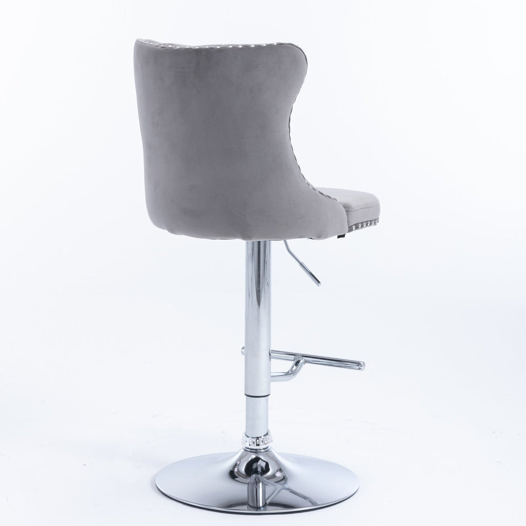 25-33 Inch Modern Velvet Swivel Barstools (Set of 2)