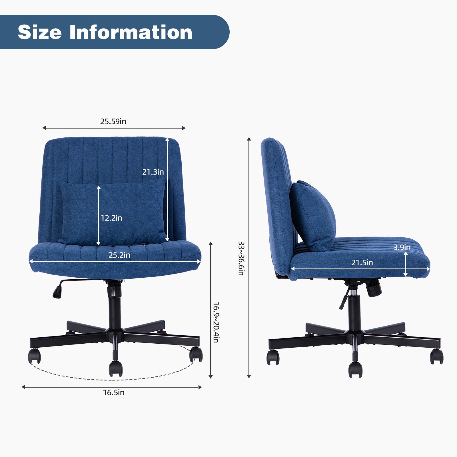 Criss Cross Armless Office Chair with Wheels