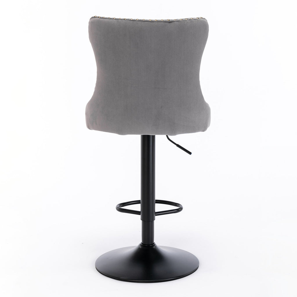 Modern Swivel Velvet Barstools Adjusatble Seat (Set of 2)