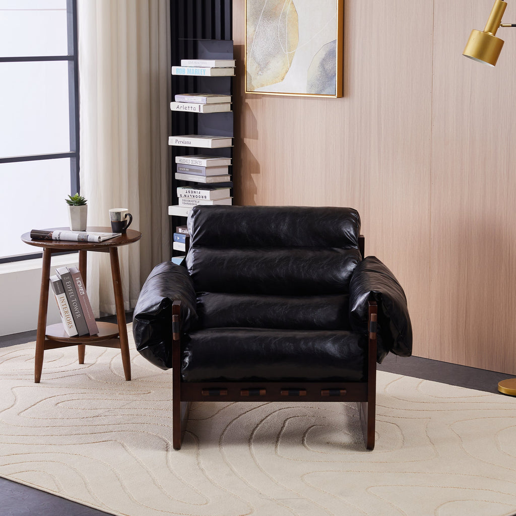 Medieval Modern Lounge Chair Removable Armrests Vintage Oil Wax Leather Sofa
