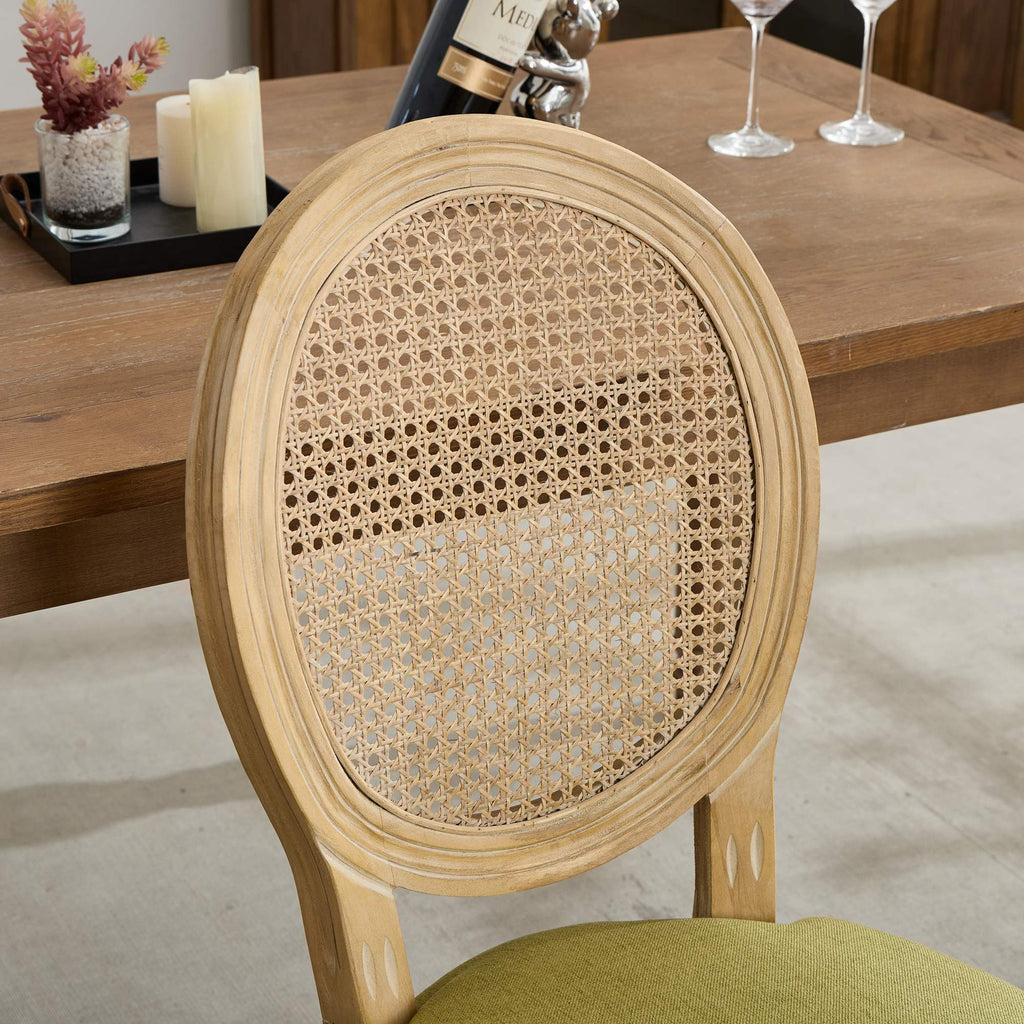 French Style Solid Wood Frame Linen Fabric Dining Chair (Set of 2)