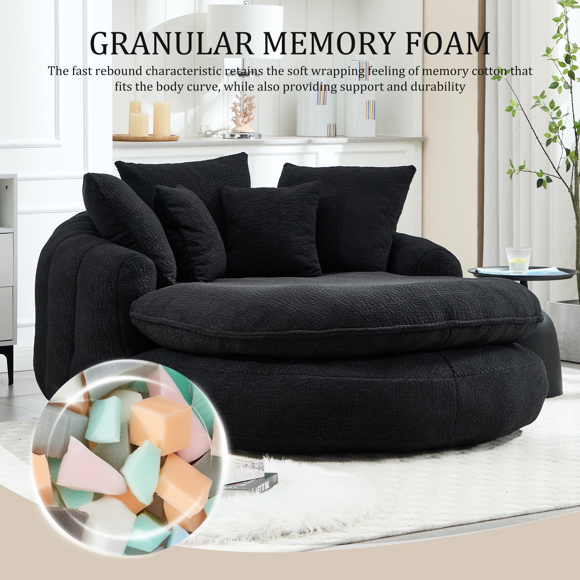 Oversized Oval Upholstered Bean Bag Sofa