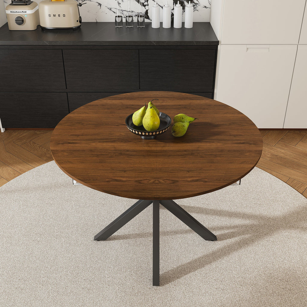 Modern Solid Wood Veneer Retractable Dining Table