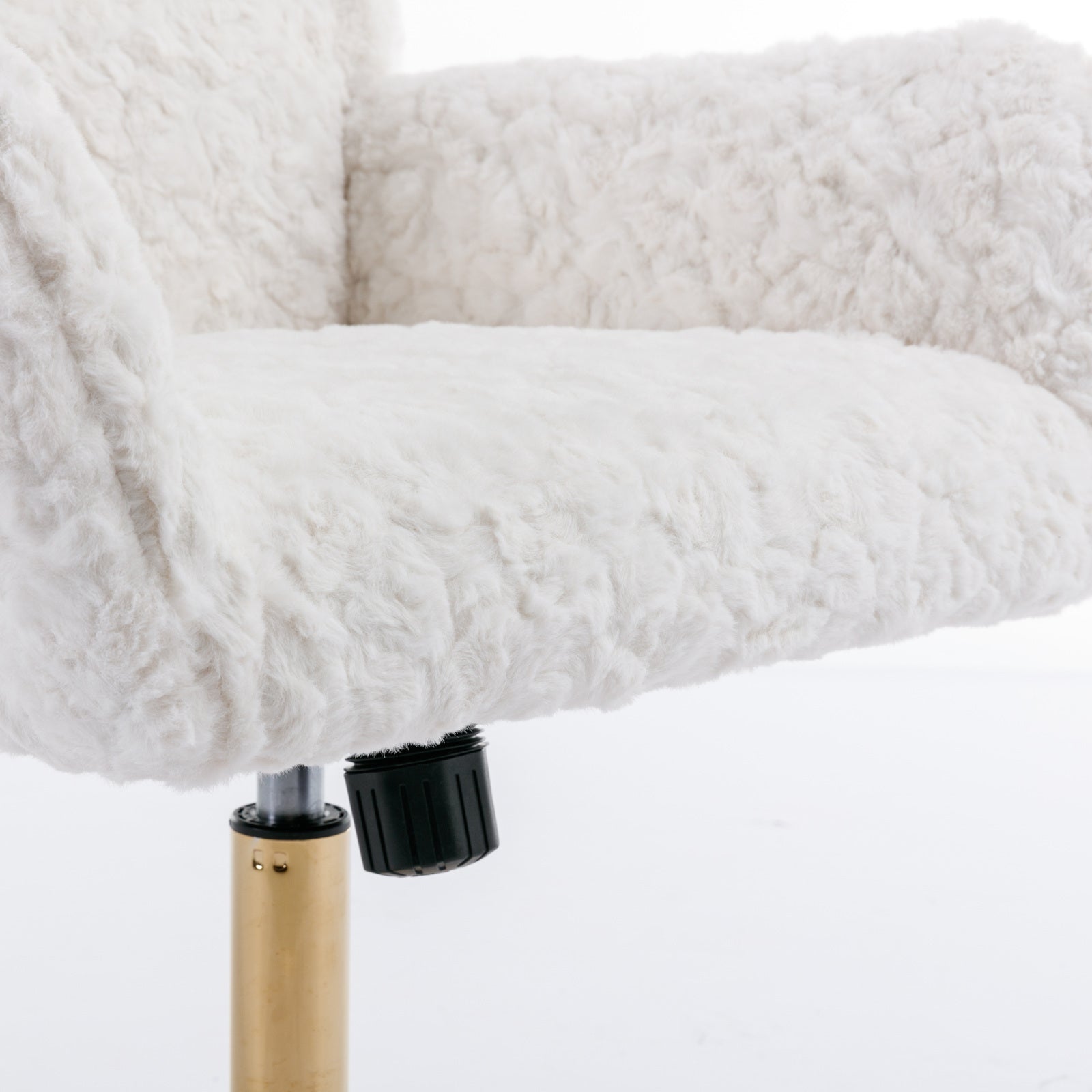 Artificial Rabbit Hair Home Office Chair with Golden Metal Base