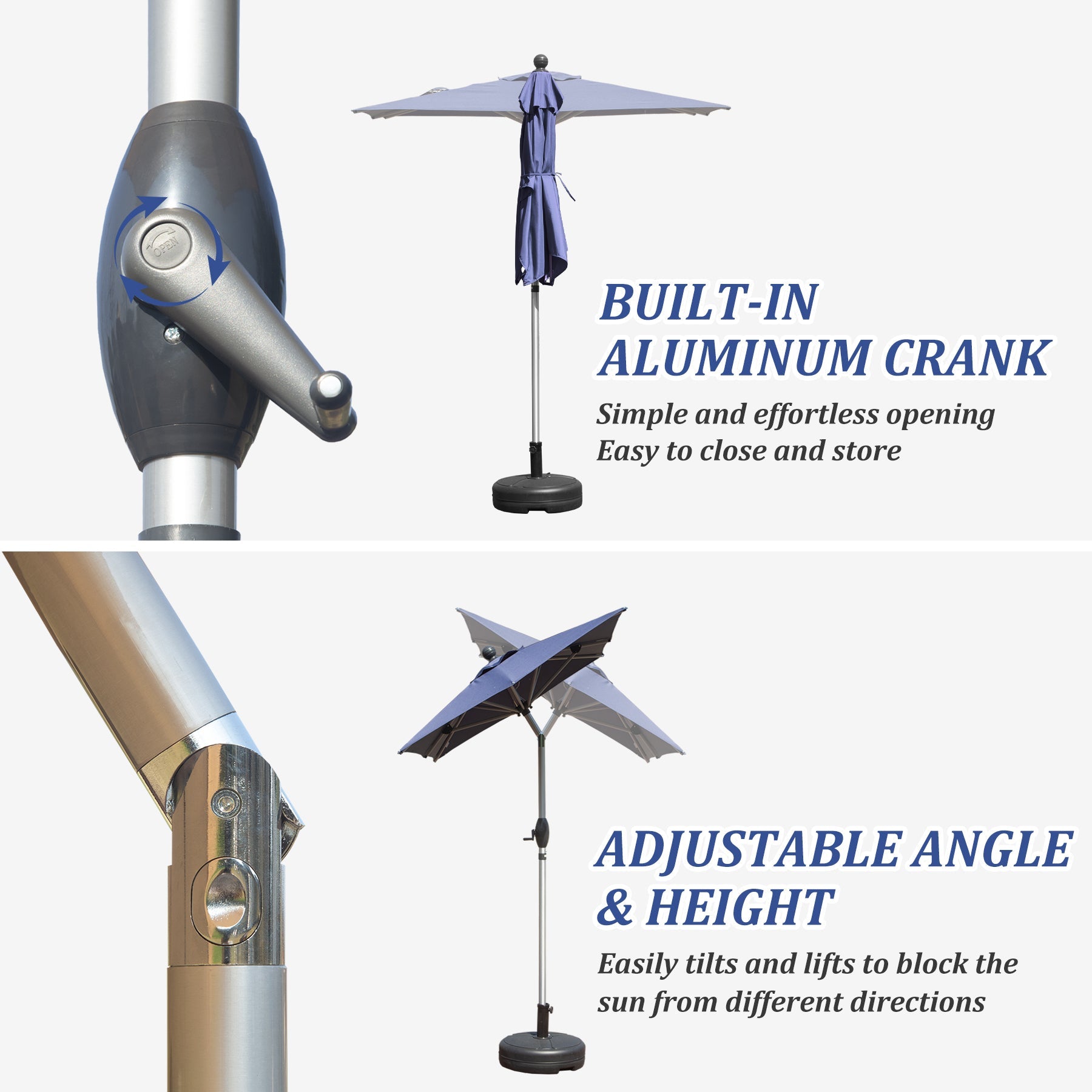 10ft Rectangle Patio Umbrella with Crank Lift and Tilt Function (Base Not Included)