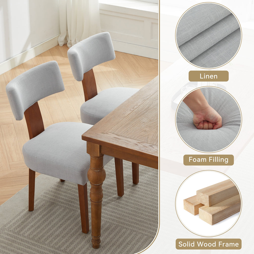 2Pcs  Modern Armless Dining Chairs With Curved Wingback and Solid Wooden Legs