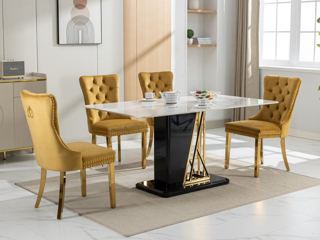 Modern High-end Tufted Solid Wood Velvet Dining Chairs (Set of 2)
