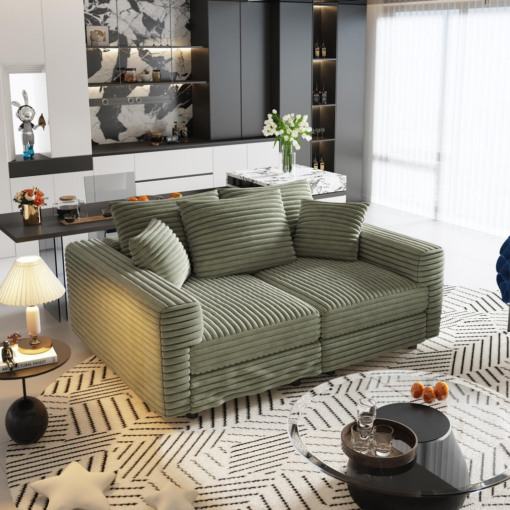 82.7' Modern Comfy Cloud Couch Sofa with Soft Pillows + Ottomans Option