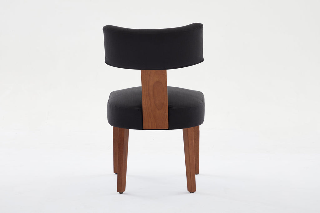 2Pcs  Modern Armless Dining Chairs With Curved Wingback and Solid Wooden Legs