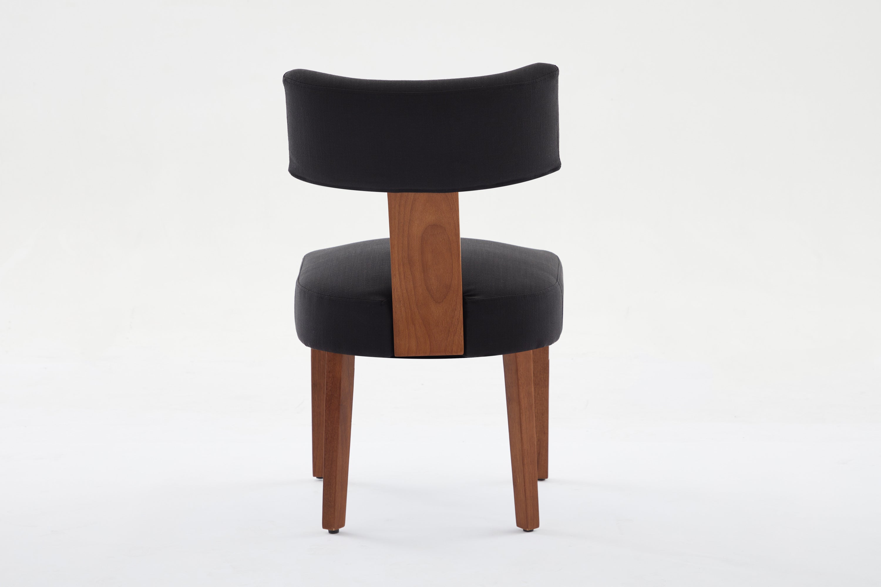 2Pcs  Modern Armless Dining Chairs With Curved Wingback and Solid Wooden Legs