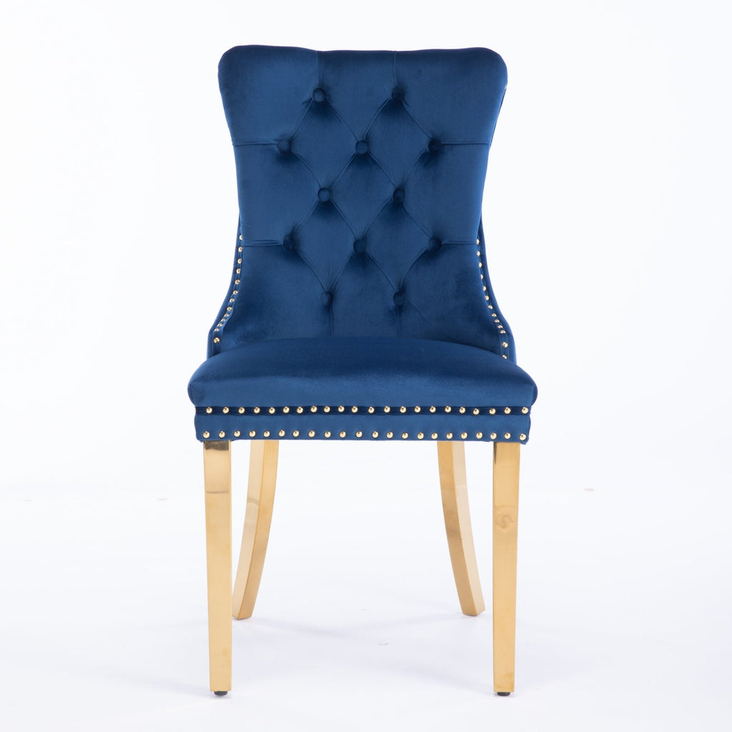 Modern High-end Tufted Solid Wood Velvet Dining Chairs (Set of 2)