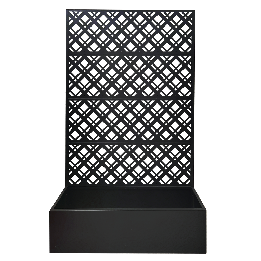 Black Metal Raised Garden Bed with Trellis for Climbing Plants
