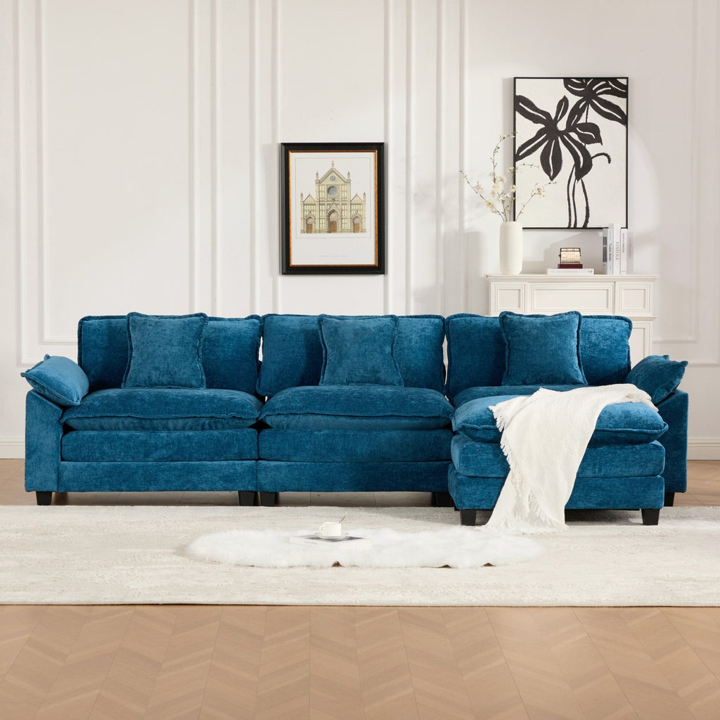 Modern Comfy Upholstered Seat Cushion Sectional Couch (Ottoman is Not Included)