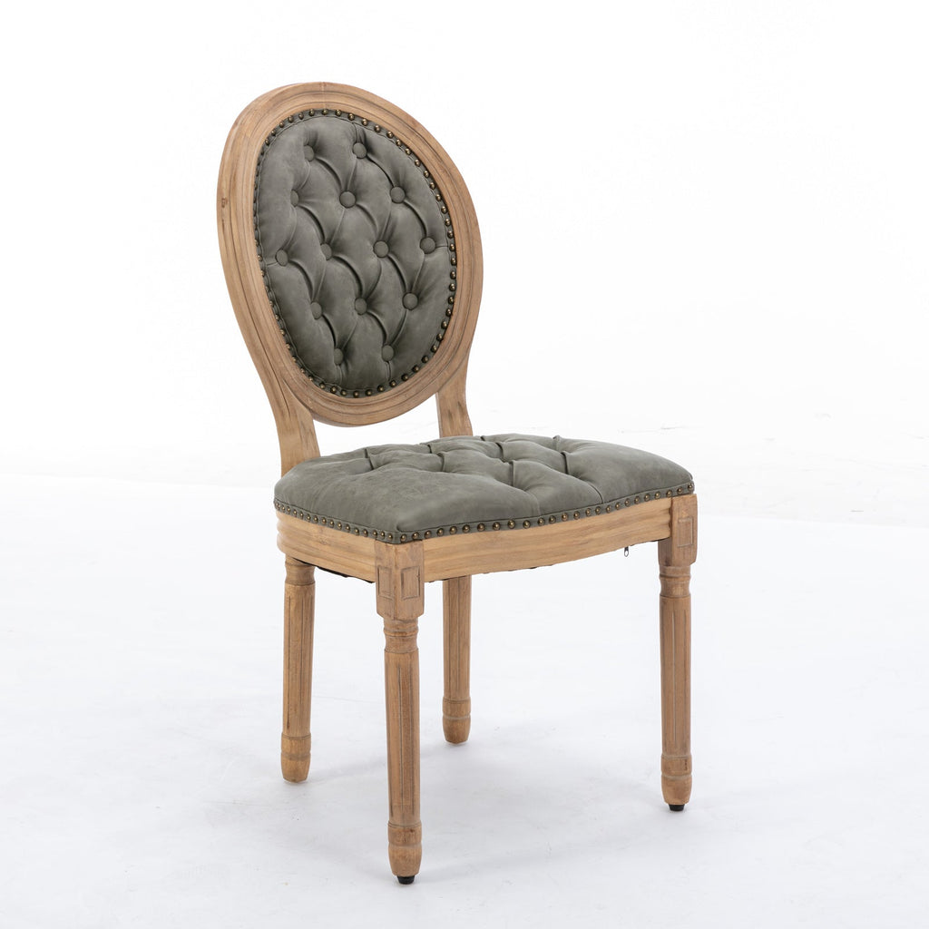French Style Antique Painting PU Dining Chairs (Set of 2)