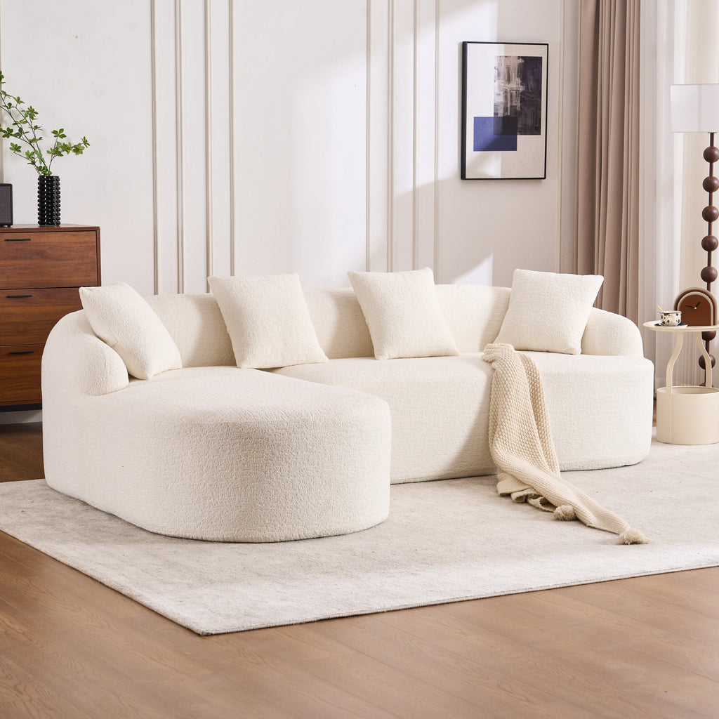 Boneless L-Shape Sectional Sofa with Curved Chaise