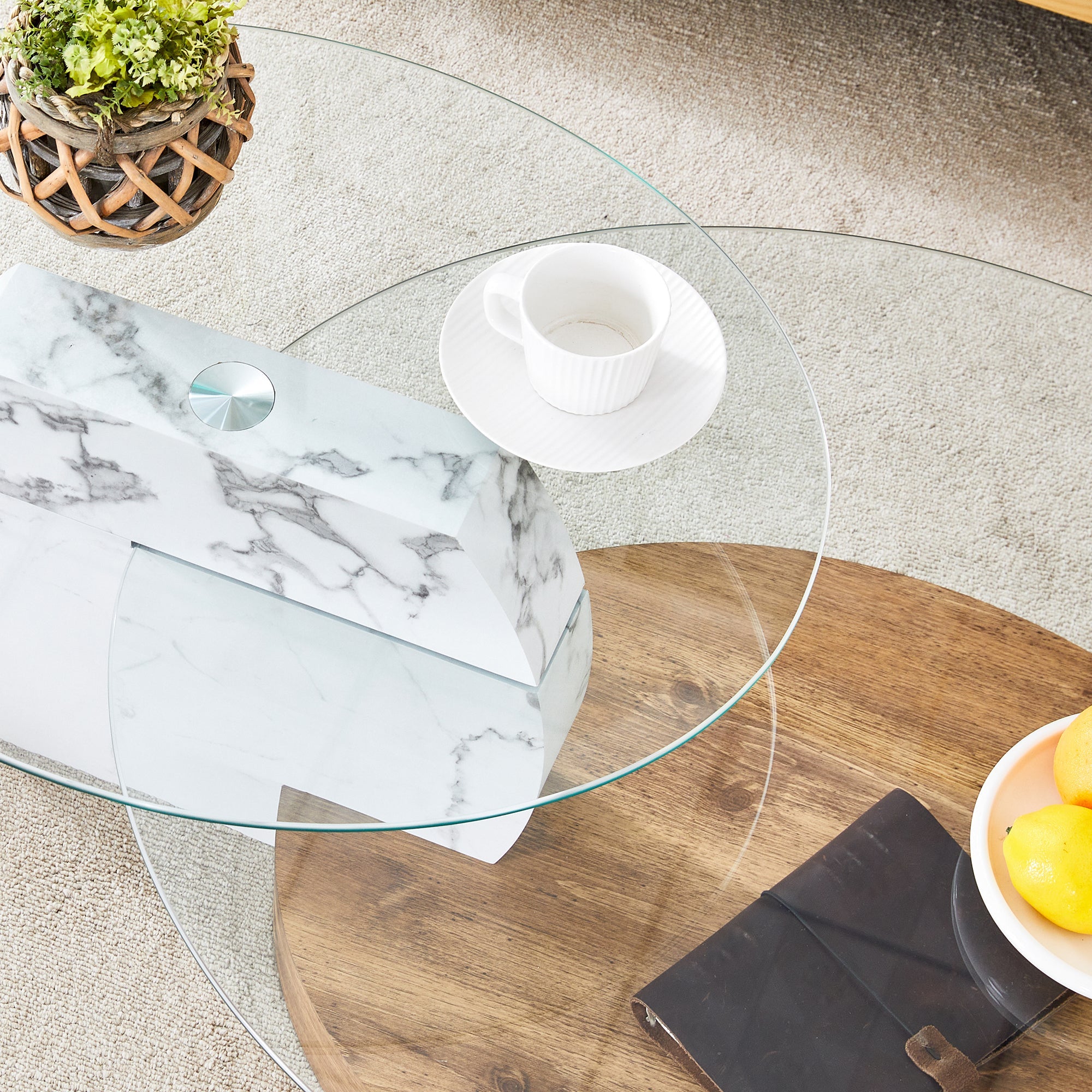 Contemporary Artistic Double Layer Coffee Table