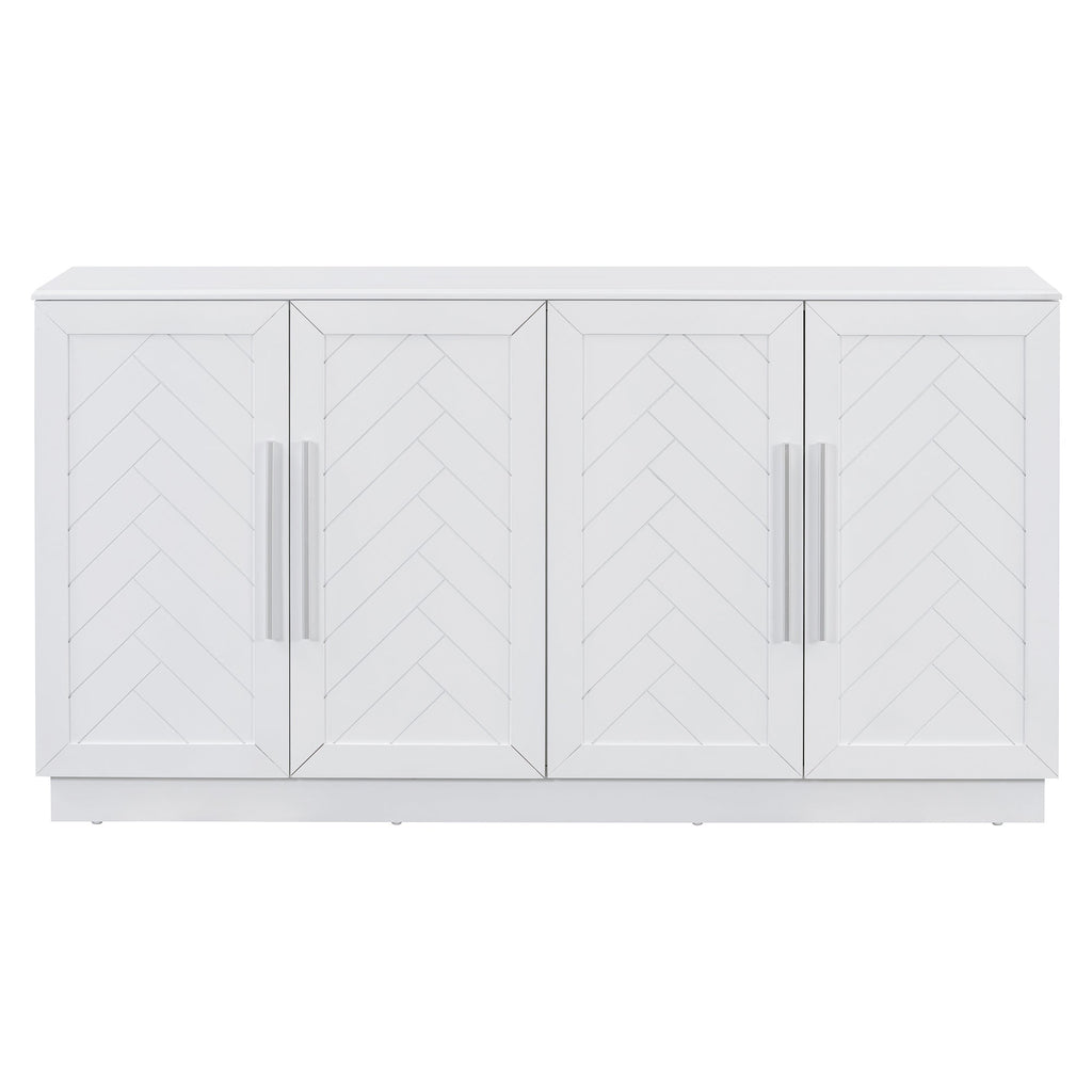 Buffet Cabinet with Adjustable Shelves and Silver Handles