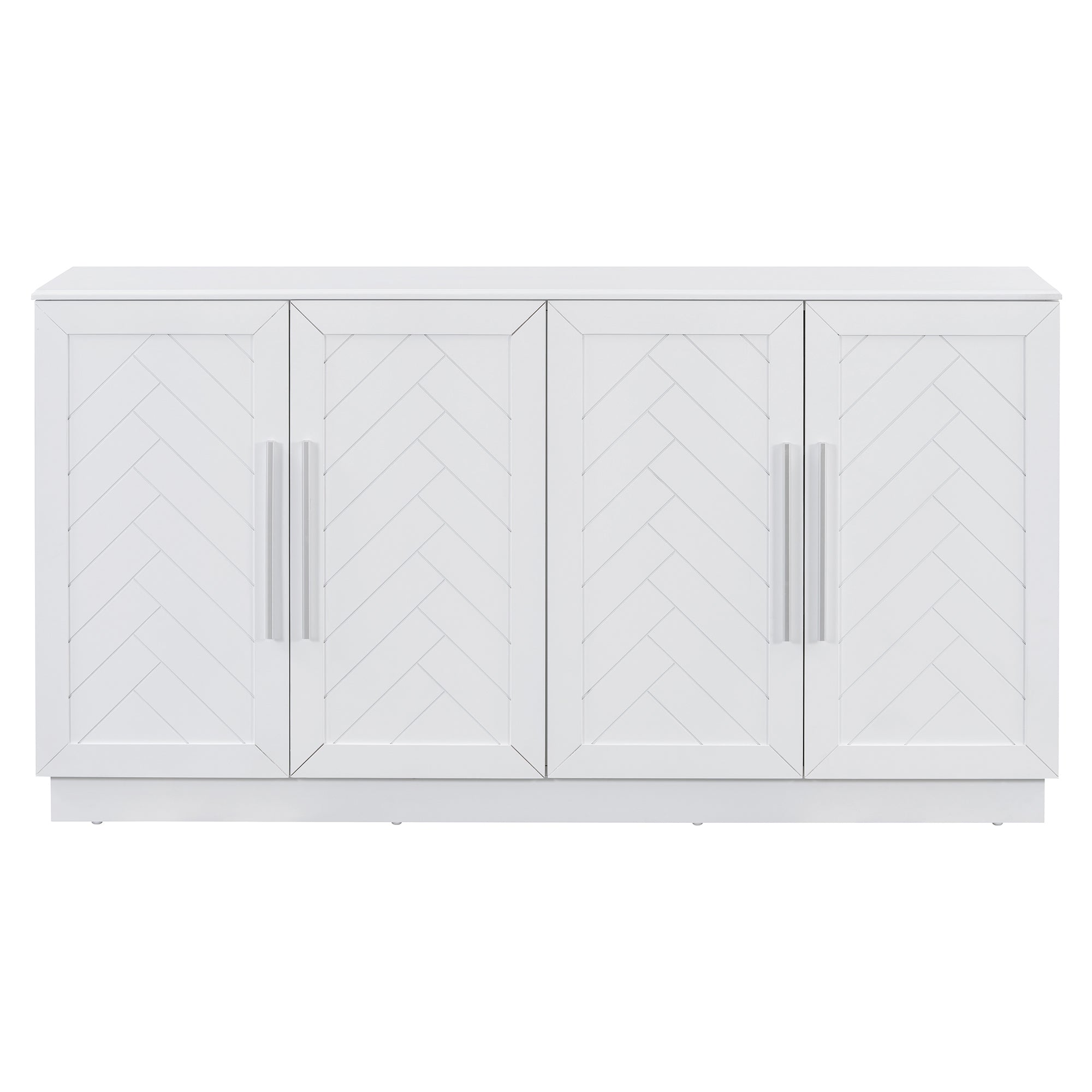 Buffet Cabinet with Adjustable Shelves and Silver Handles