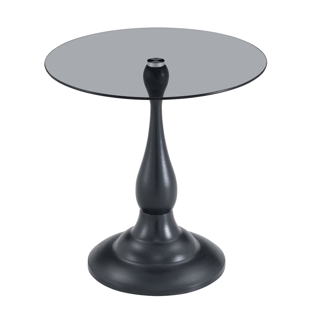 20" Small Luxury Metal Round Side Table with a Glass Top