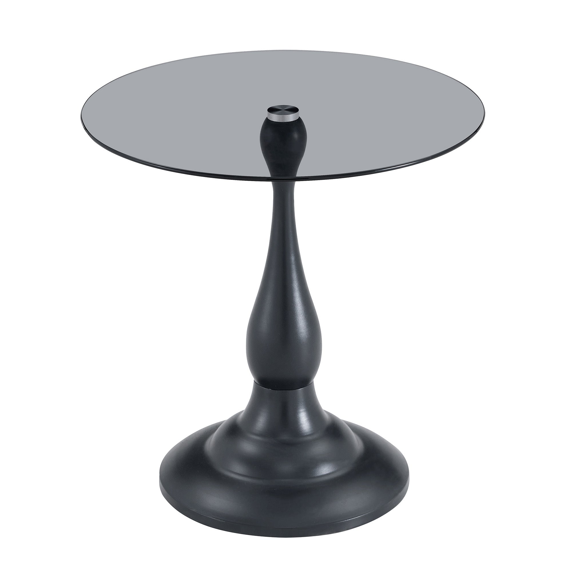 20" Small Luxury Metal Round Side Table with a Glass Top