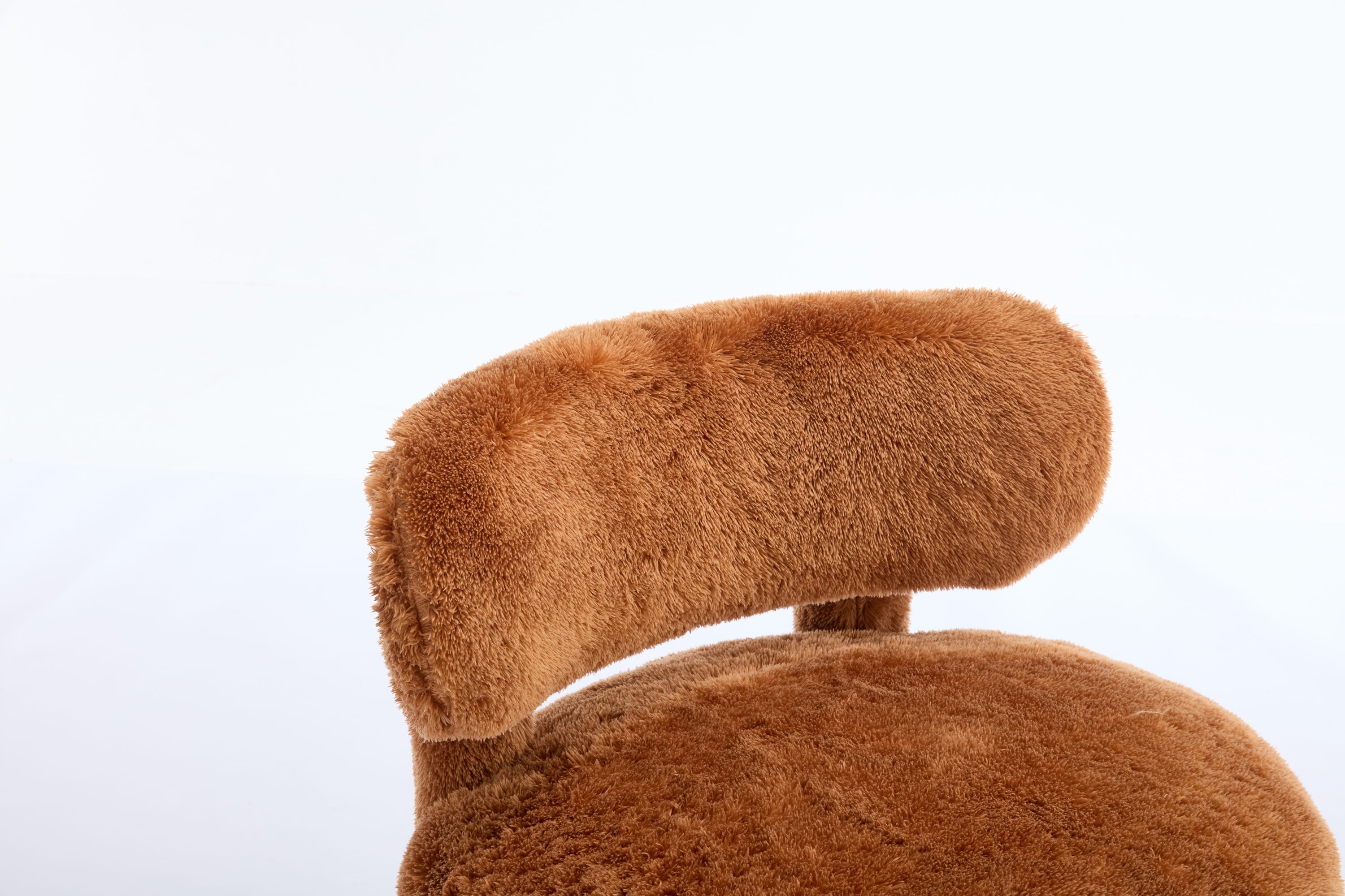 Fur/Teddy Fabric Armless Accent Chair with Curved Backrest