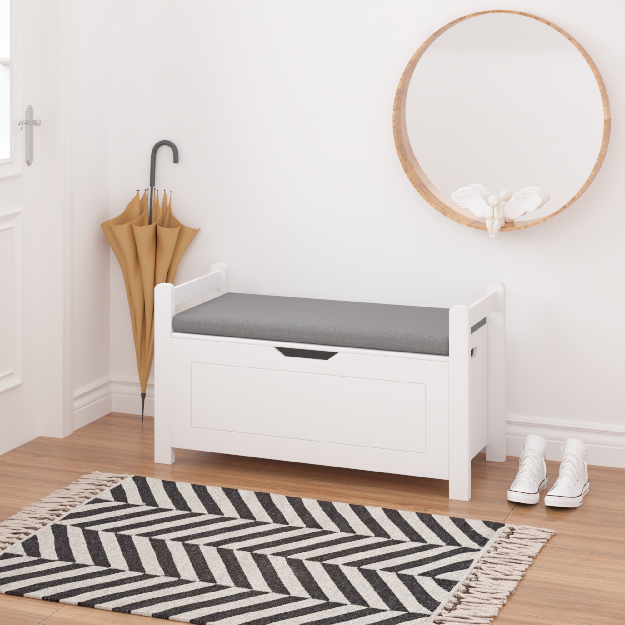Kids Toy Box Chest Large Storage Cabinet with Cushion Seat