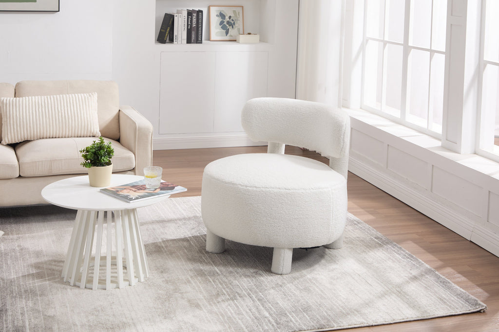 Fur/Teddy Fabric Armless Accent Chair with Curved Backrest