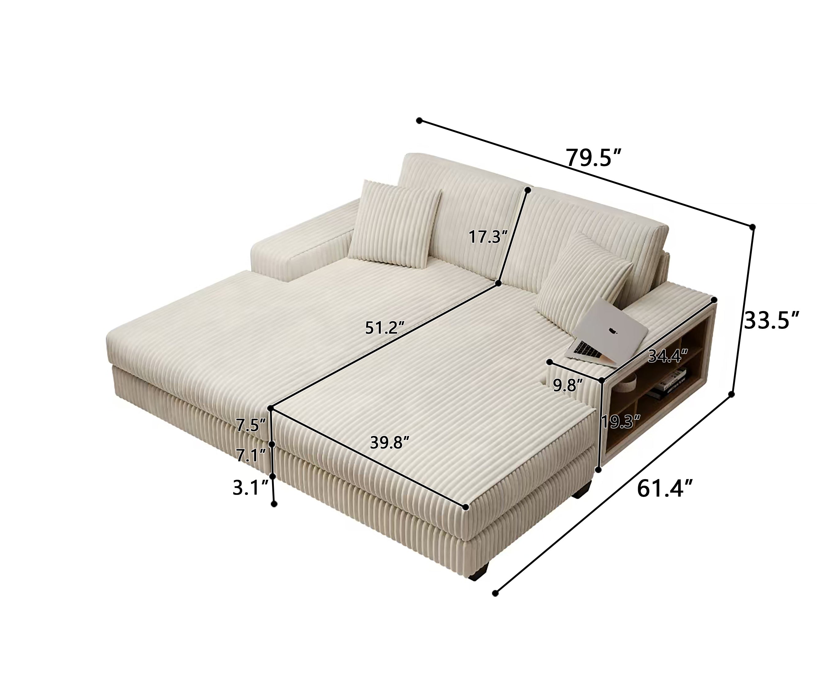 Convertible Sleeper Sectional Sofa with Storage