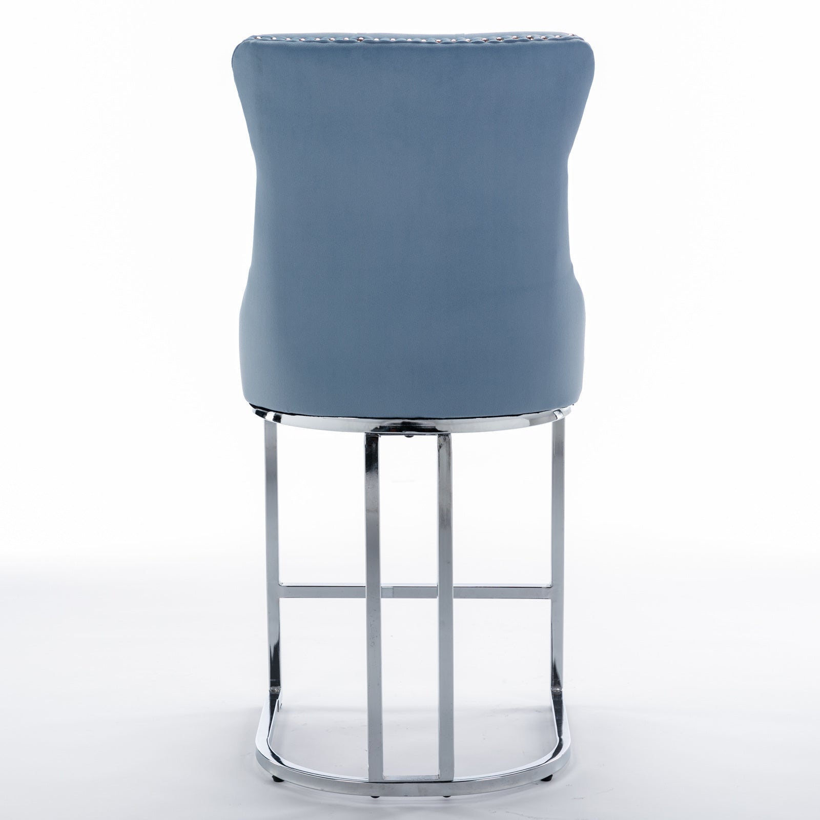 Luxury Elegant Nailhead Trim Tufted Velvet Bar Stools (Set of 2)