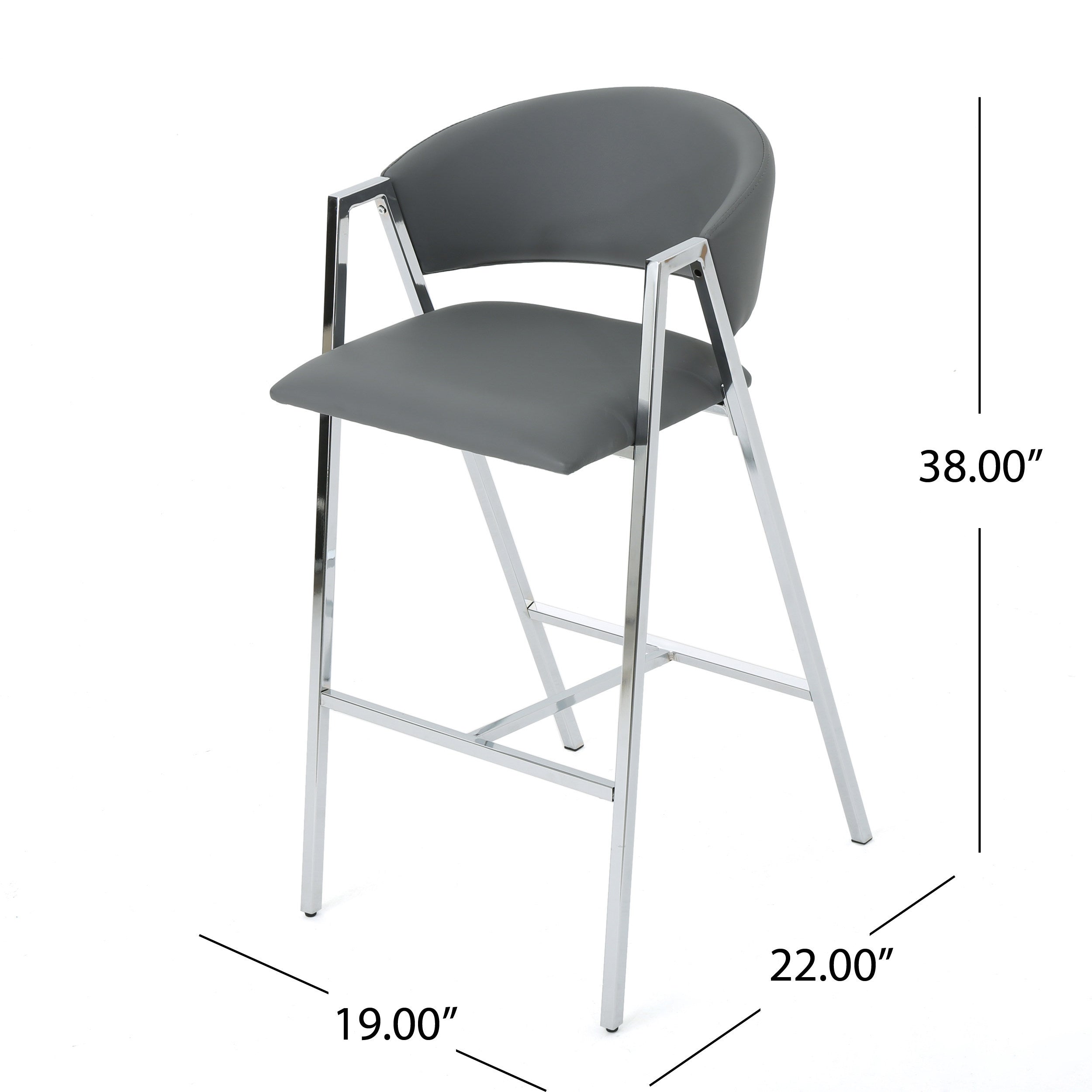 Modern PU Bar Stools with Low Back and Arms (Set of 2)