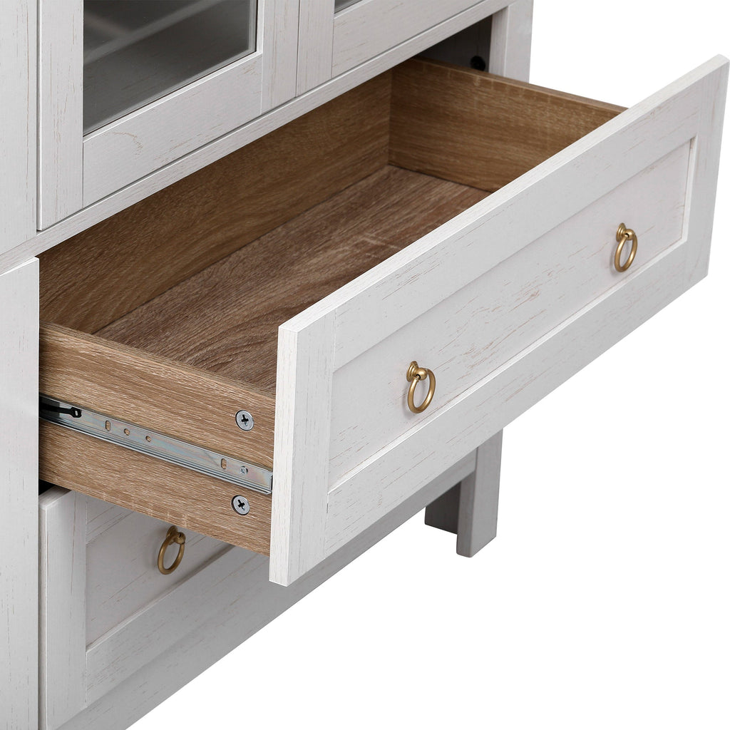 71” Tall Arched Modern Farmhouse Kitchen Pantry Cabinet with 2 Large Drawers