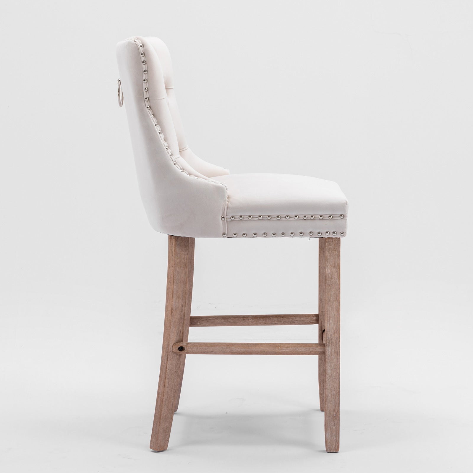 Contemporary Velvet Upholstered Barstools with Button Tufted Decoration (Set of 2)