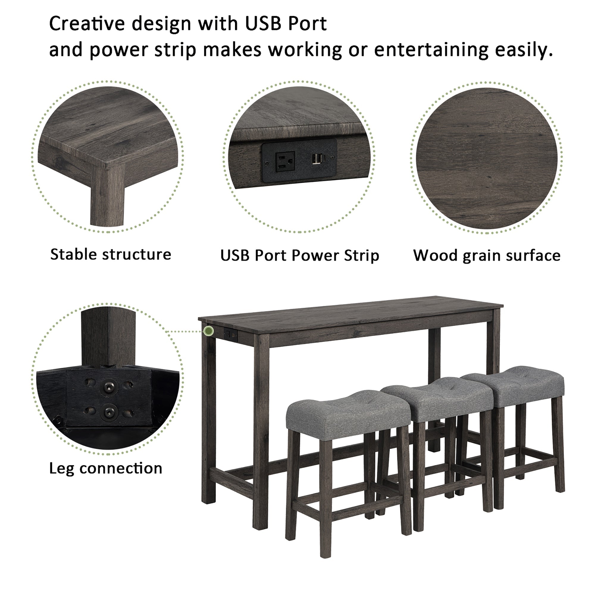 Bar Table Set with Chairs