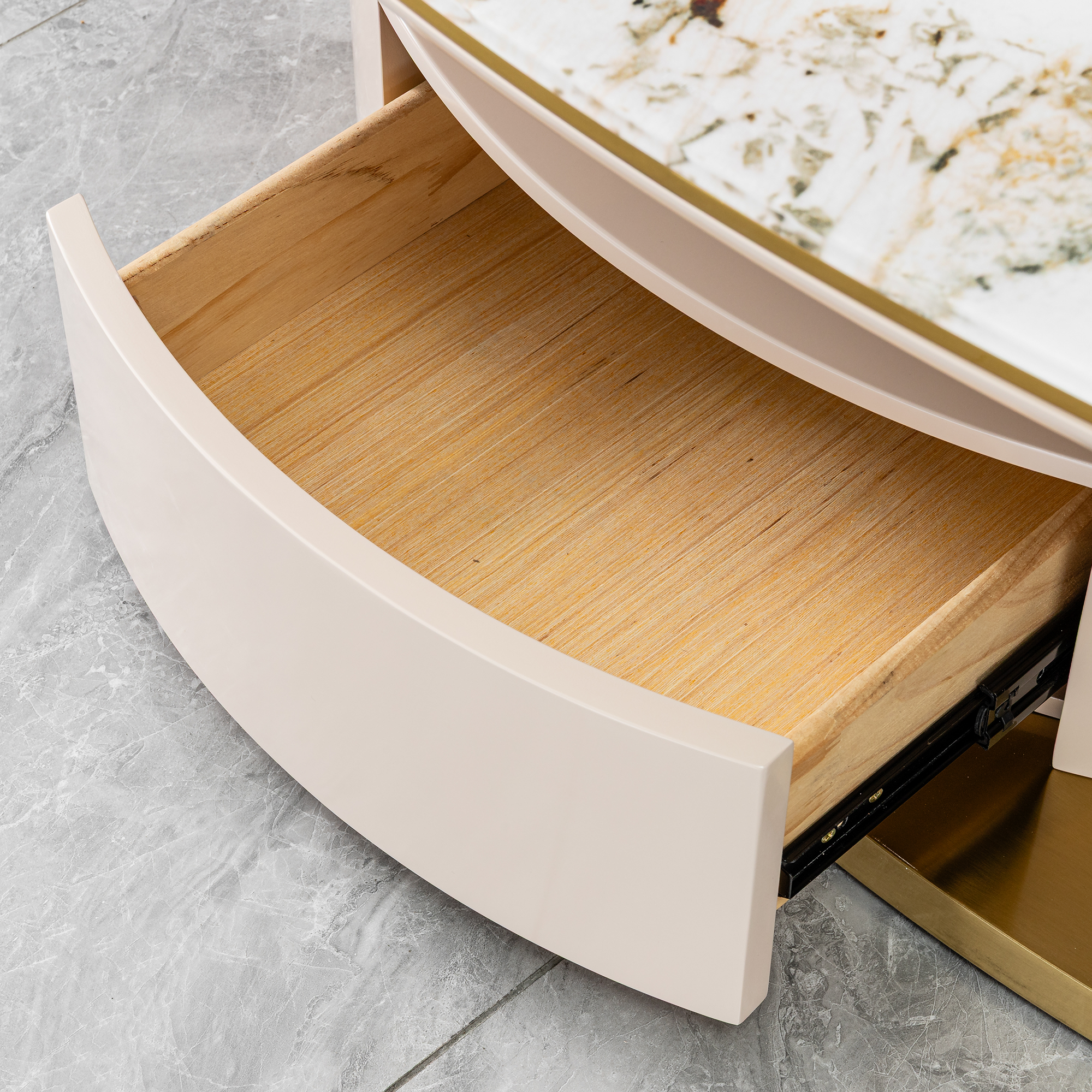 51.18' Luxury Oval Coffee Table with Print Glass Top