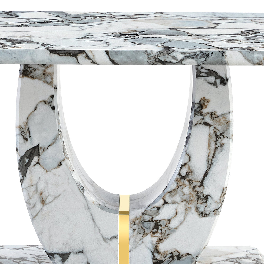 Modern 63'' Imitation Marble Dining Table for 4-6 people