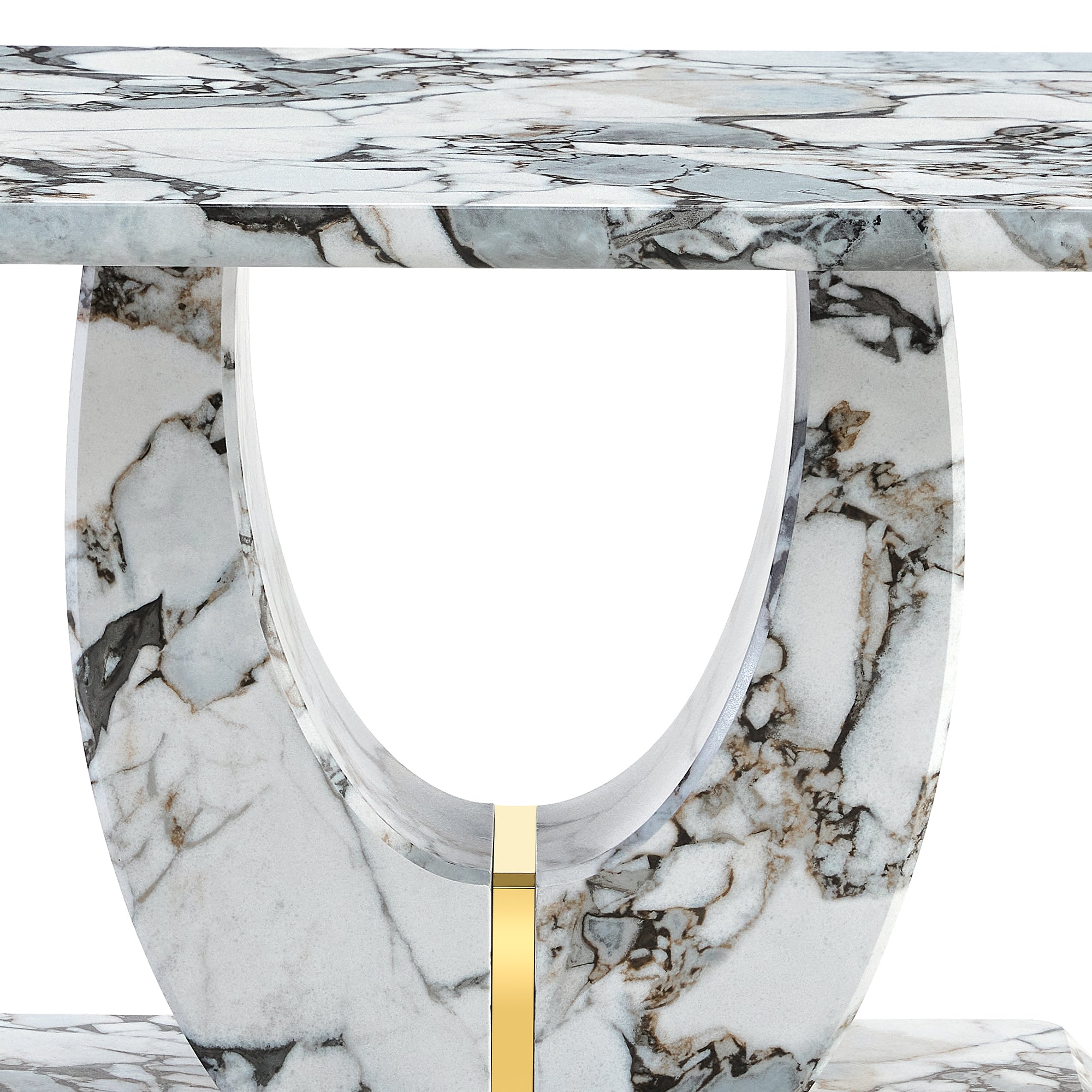 Modern 63'' Imitation Marble Dining Table for 4-6 people