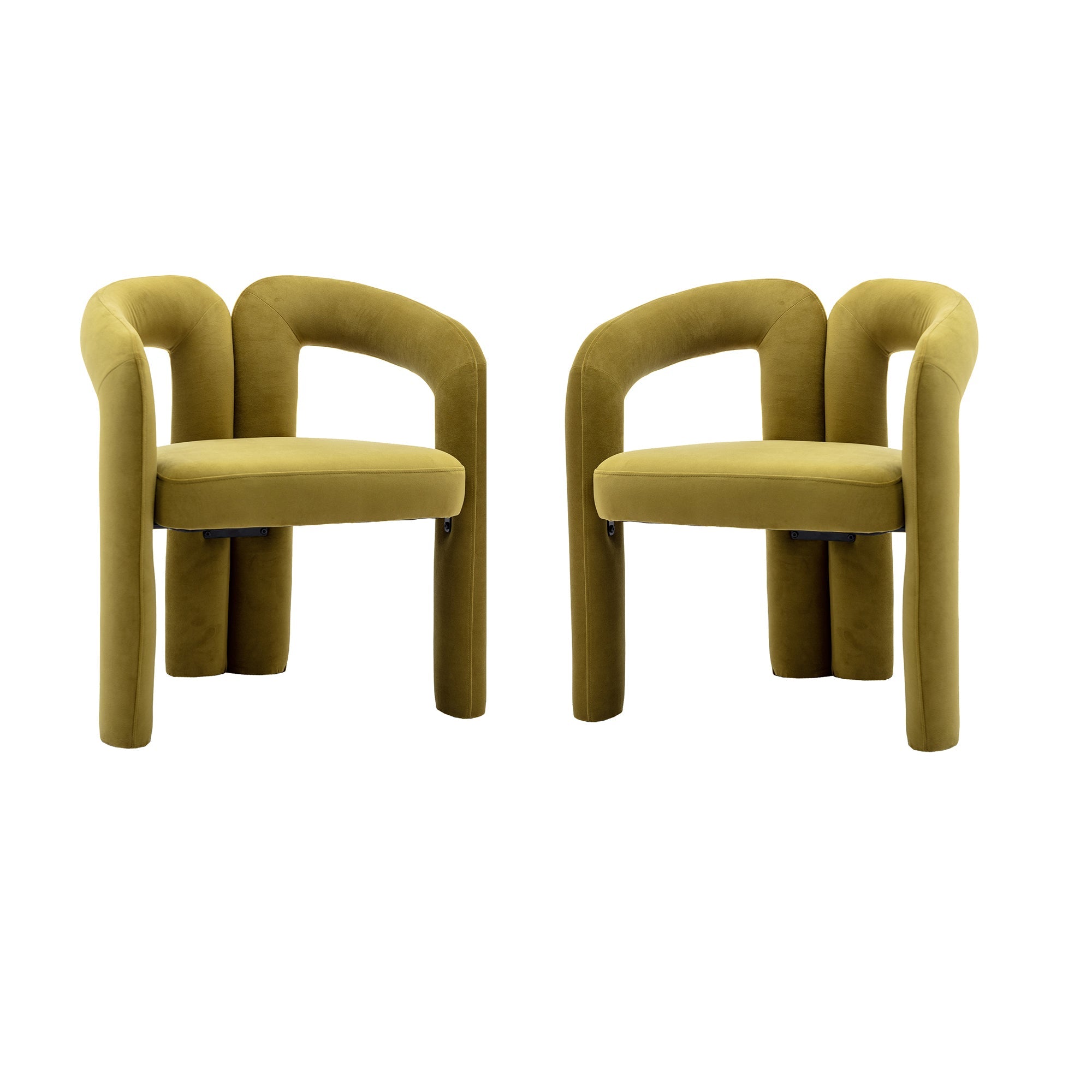 Contemporary Velvet Fabric Upholstered Accent Side Chairs (Set of 2)