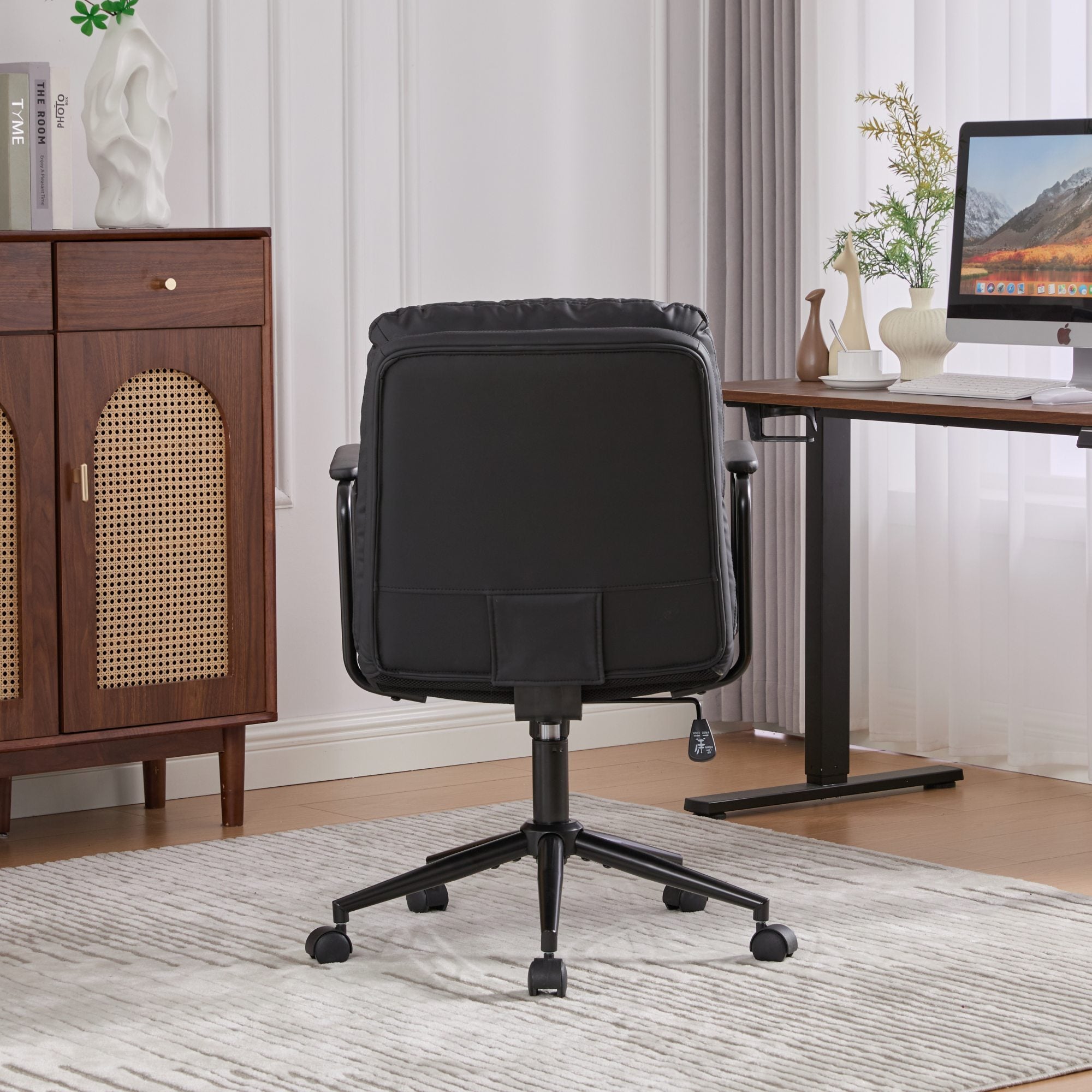 Mid Back Home Office Ergonomic PU Leather Computer Rolling Swivel Chair