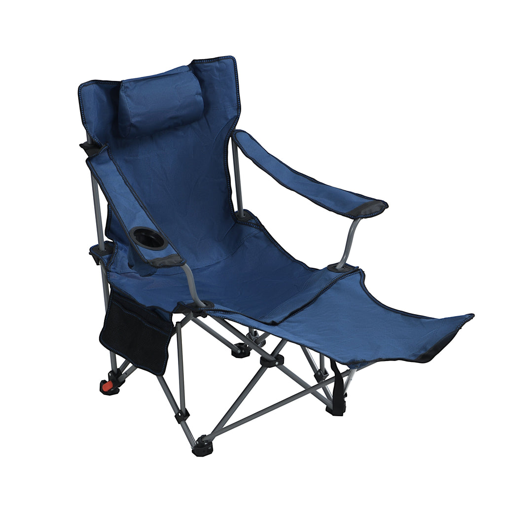Outdoor Camping Chair Folding Reclining with Side Pockets and Cup Holder