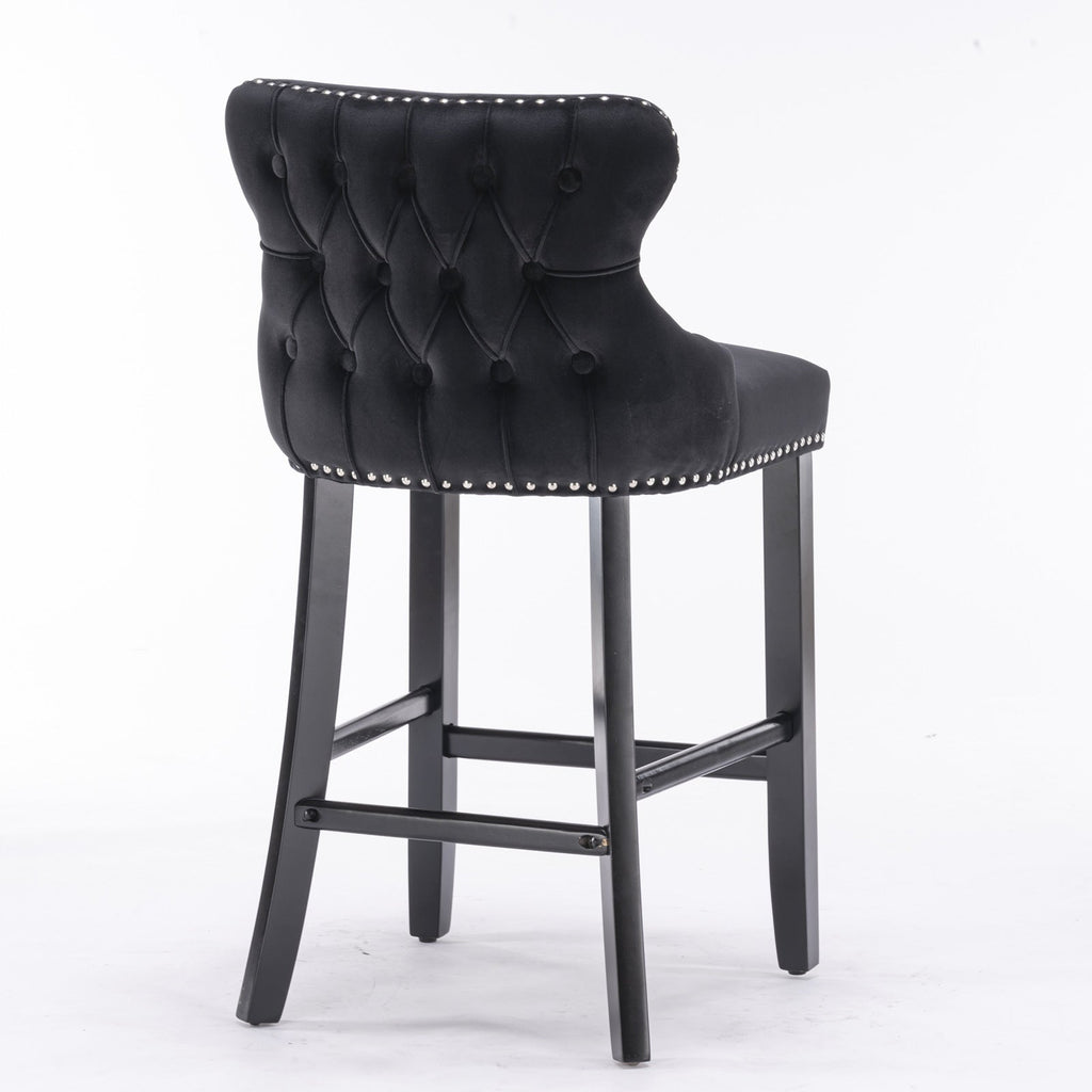 Leisure Style Velvet Upholstered Wing-Back Barstools (Set of 2)